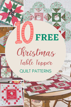 christmas table topper patterns with the title overlaying 10 free christmas table toppers