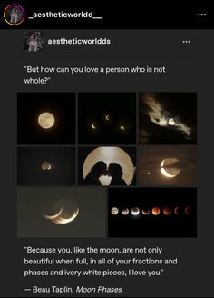 the moon and stars are shown with captioning from each photo, which is also in