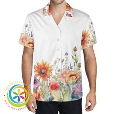 The Floral Gardens Hawaiian Casual Shirt brings the stunning beauty of a floral garden and the vacation vibes of the Hawaiian Islands to your wardrobe all year round! With its bright, colorful design, this shirt is perfect for warm spring and summer days. Get ready to take a breath-taking fashion stroll through the blooming flowers. We create Funky & Fun! It's made of polyester fabric material labelled for a summer casual shirt, but who's saying it's only for the summer?! Retro Hawaiian shirts c