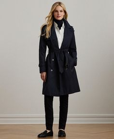 Lauren Ralph Lauren Women's Belted Water-Resistant Trench Coat - Macy's Classic Office Pea Coat With Belted Cuffs, Elegant Pea Coat With Belted Cuffs For Work, Classic Pea Coat With Belted Cuffs For Work, Classic Outerwear With Notch Lapel And Belted Cuffs, Classic Double-breasted Peacoat, Timeless Outerwear With Belted Cuffs, Classic Double-breasted Outerwear With Belted Cuffs, Elegant Double-breasted Pea Coat With Belted Cuffs, Timeless Outerwear With Belted Cuffs For Work