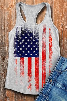 Red White and Blue. American Flag Tank. 4th of July. Patriotic. Country Music Festival. Country Fest. Country Concert. Country Girl shirt. Country Fest, Red Checkered Shirt, Red Checked Shirt, Blue American Flag, American Flag Tank Top, Country Girl Shirts, Country Music Festival, Music Festival Outfit, Country Concert