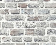 Sample Brick Cottage Deco Wallpaper in Grey/Ivory Brick Cottage, Paintable Wallpaper, Stone Wallpaper, Stil Industrial, Rustic Stone, Embossed Wallpaper, Brick Wallpaper, Damask Wallpaper, Kitchen Wallpaper