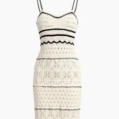 Paros Crochet Eyelet See Through Midi Dress - Wear As If You Were Strolling Through The Greek Islands! Soft Buttery Cream Colored Knit Lace With Black Trim Accents. Spaghetti Straps, Pull On Style Size Large 8/10 Approx 30.7" Bust, 31.5" Waist, 35.8" Hip And 45.7" Length Never Been Worn/Excellent Condition Chic Beige Crochet Midi Dress, Chic Beige Midi Crochet Dress, Chic Cream Crochet Midi Dress, Chic Cream Midi Crochet Dress, Elegant Pointelle Knit Crochet Dress For Vacation, Chic Beige Crochet Knit Dress, Elegant Beige Crochet Dress For Brunch, Chic Sleeveless Cream Crochet Dress, Fitted Beige Crochet Dress With Lace Trim