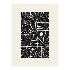 a black and white print with an abstract design in the shape of a rectangle