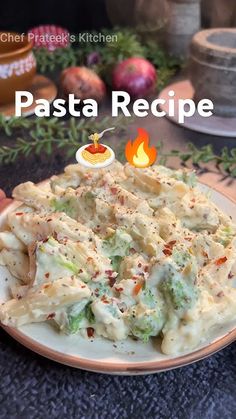 pasta recipe with broccoli and cheese on a plate