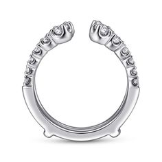 a white gold ring with diamonds on it