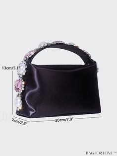 BagForLove - Elegant Black Satin Evening Bag with Rhinestones and Faux Pearls - Luxury Designer Handbag 2023 Product Description Color Black Details Rhinestone Magnetic No Bag Size Mini Style Glamorous Closure Type Zipper Pattern Type All Over Print Strap Type Top Handle Type Square Bag Material Satin Composition 50% Viscose Care Instructions Do not wash Size Chart INCH CM Bag Height Bag Length Bag Width Handle Height 5.1 inch 7.9 inch 2.8 inch 3.9 inch Bag Height Bag Length Bag Width Handle Height 13 cm 20 cm 7 cm 10 cm Details Pictures Similar Products h2 { text-align: center; } /* æ¢è¡ */ li{ white-space: normal; word-break: break-all; word-wrap: break-word; } .red-box { width: 100%; display: flex; flex-direction: row; flex-wrap: wrap; justify-content: center; } .red-box > div { width Top Handle Rhinestones Event Bag, Rhinestone Top Handle Bag For Events, Black Clutch Bag With Rhinestones, Chic Rhinestone Tote Bag, Chic Rhinestone Bags For Shopping, Chic Tote Bag With Rhinestones, Party Tote Shoulder Bag With Rhinestones, Evening Rhinestone Crossbody Bag, Event Bag Adorned With Rhinestones