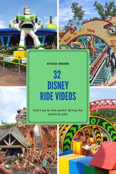 disneyland rides with text overlay that reads, 32 disney ride videos can't go to the park during the holidays