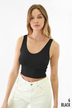 Our Keep it Simple crop top is a crowd favorite. This reversible seamless ribbed knit top can be worn as a scoop or a v-neck. Made in USA Fabric: 92% Nylon / 8% Spandex Moroccan Oil Hair, Long Sleeve Outerwear, Ribbed Crop Top, Beauty Favorites, Short Sleeved Sweaters, Knit Tanks, Black Crop Tops, Cropped Tank Top, Crop Tank