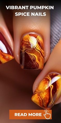 Orange Pumpkin Nails, Spice Nails, Fall Toe Nails, Pumpkin Spice Nails, Orange Nail Designs, Fall Manicure, Fall Nail Trends, Pumpkin Nails, Finger Nails