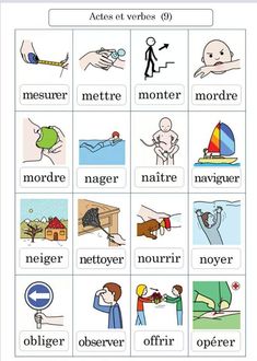 an image of different types of words in french with pictures on the front and back