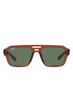 Finish off your look with these cool rectangular sunglasses in a modern silhouette with a chunky frame smooth edges. 54mm lens width; 20mm bridge width; 145mm temple length Textile Imported Modern Rectangular Sunglasses With Tinted Lenses, Classic Brown Rectangular Shield Sunglasses, Modern Brown Rectangular Sunglasses, Brown Rectangular Shield Sunglasses With Uv Protection, Brown Rectangular Shield Sunglasses With Uva Protection, Brown Rectangular Aviator Sunglasses With Polarized Lenses, Modern Brown Shield Sunglasses With Square Frame, Modern Rectangular Sunglasses With Mirrored Lenses, Brown Rectangular Aviator Sunglasses With Gradient Lenses