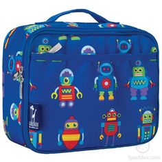 Blue Robots Lunchbox Lunchbox Kids, Box Robot, Cafeteria Food, Newborn Layette, Laser Engraved Leather, Lunch Room, Insulated Lunch Box, Baby Bloomers, Elegant Baby