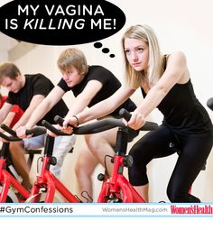 #GymConfessions : After a spin class, you're sore in all the wrong places (ouch!). If that's the case, your handlebars could be to blame. Workout Partner, Fitness Challenges, Humor Hilarious, Fitness Trends, Partner Workout, Pelvic Pain