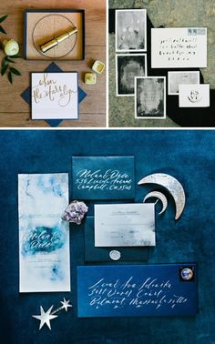 the wedding stationery is laid out and ready to be put into their guests'names