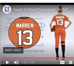 a woman in an orange baseball uniform with her hands on her hips and the number thirteen