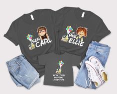 Disney Family Her Carl His Ellie Carl and Ellie up Couple | Etsy Carl And Ellie, Best Friends Funny, Wreck It Ralph, Birthday Party Shirt, Disney Family, Greatest Adventure, Vacation Shirts, Valentines Shirt, Friends Funny