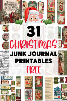 31 DIY Junk Journal Printable Ideas For Christmas Christmas Junk Journal Free Printable, Free Christmas Printables Vintage, Making A Junk Journal, Free Christmas Font, Free Junk Journal Printables, Christmas Journals, Journal Printables Free, Diy Junk Journal, Graphic Fairy