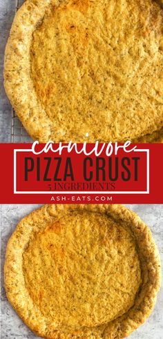 two pizza crusts sitting on top of each other with the words carnivor pizza crust