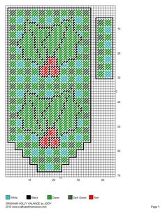 a cross stitch pattern with red and blue flowers on green grass, in the center