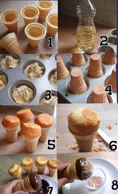 how to make cupcakes in an ice cream sundae cone with step by step instructions