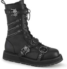 Valor-240 Men's Gothic Boots Punk Combat Boots With Zipper For Streetwear, Alternative Style Boots With Zipper Closure, Punk Style Moto Boots With Zipper, Alternative Style Boots With Grommets, Alternative Style Combat Boots For Halloween, Gothic Combat Boots With Rivets For Concerts, Gothic Combat Boots With Metal Feet For Alternative Fashion, Emo Clothes Men, Vamp Wedding