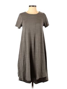 Lularoe Casual Dress Size: 2X-Small Gray Dresses - used. 65% Cotton, 31% Polyester, 4% Spandex, Midi, Crew Neck, Solid, Midi/Calf Length, Short Sleeve | Lularoe Casual Dress: Gray Solid Dresses - Size 2X-Small Gray Casual Dress, Gray Dresses, Designer Maternity, Vacation Dresses, Solid Dress, Drop Waist, Gray Dress, Second Hand Clothes, Casual Dresses For Women