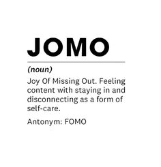 the words jomo are written in black and white