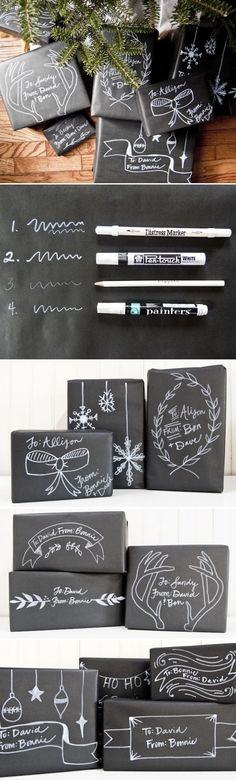 chalkboard writing on the side of a christmas tree