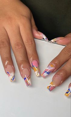 Abstract Nail Art Designs Summer, Nail 2023 Spring, Categories Design, Cocktail Nails, Nail Marble, Trending Nail Colors, Nail Colors And Designs, Work Nails, Dope Nail Designs