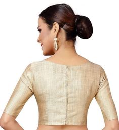 Handmade Golden Tapeta Silk Blouse In Front Sweetheart Neck, Sleevless Blouse, Indian Blouse, Saree Blouse Dry clean only New blouse Boat Neck Saree Blouse, Readymade Blouses Online, Golden Blouse, Indian Tunic, Indian Saree Blouse, Blouse Designs Silk, Gold Blouse