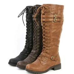 Lace Up Knee High Boots Women Fashion Boots Flats Shoes Woman Square H – lastrafashion Lace Up Knee High Boots, Lady Mechanika, Military Combat Boots, Buckles Fashion, Ankle Socks Women, Military Combat, Boots Women Fashion, Boot Types, Beige Shoes