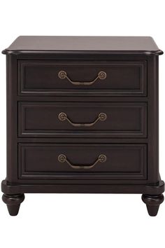 a dark brown nightstand with three drawers