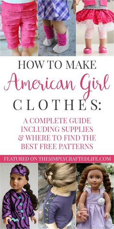 the instructions for how to make american girl clothes, including dresses and shoes with free patterns