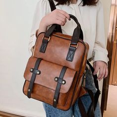 Vintage Leather Backpack - Stylish and Spacious