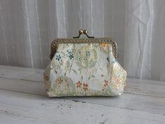 "Gold Embroidery Floral Wallet Card Holder with Kiss Clasp The size of bag is about 4.5\"L x 3.5\"H" Cream Pouch Wallet As Gift, Cream Clutch Wallet For Gift, Cream Clutch Wallet As Gift, Cream Clutch Wallet Perfect For Gifts, Rectangular Cream Coin Purse For Gift, Grand Prairie, Embroidery Floral, Gold Embroidery, Wallet Card