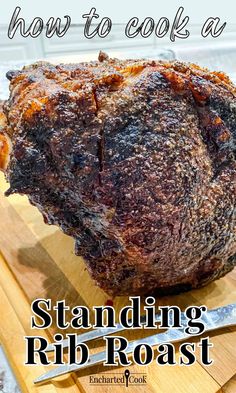 how to cook a standing rib roast on a cutting board