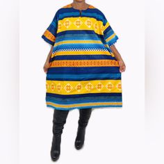 New Without Tags Handmade African Print Ankara Tribal Multicolor Cotton Midi Kaftan Oversized Shirt Dress 100% Cotton One Size Fits Most Pit To Pit 31” Length 40” Bohemian Multicolor Short Sleeve Kurta, Multicolor Tunic Kurta For Festival, Blue Bohemian Short Sleeve Kurta, Blue Short Sleeve Bohemian Kurta, Blue Short Sleeve Traditional Thobe, Traditional Blue Short Sleeve Thobe, Traditional Multicolor Short Sleeve Tunic, Bohemian Blue Kaftan With Traditional Patterns, Multicolor Short Sleeve Tunic For Festival