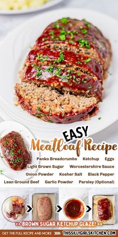 meatloaf recipe on a plate with instructions