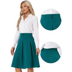 In the classic and basic design, a solid casual work skirt is versatile with any top and shoes. Flowy and breathable material, easily shows your body curve and elongates your legs. The pleated design and midi length give you a lovely and playful look. Suit for summer/autumn/spring and many occasions, such as Work, Office, Casual, Coffee Shop, Daily, Date, Business, Formal, Weekend, etc. Casual Pleated Pencil Skirt, Casual Pleated Pencil Skirt For Workwear, Casual Workwear Pleated Pencil Skirt, Green Solid Color Skirt For Work, Elegant Pleated Skirt With Buttons For Work, Solid Color Casual Skirt For Business Casual, Casual Solid Color Pencil Skirt For Work, Solid Color Pleated Skirt For Work, Elegant Green Pleated Skirt For Workwear