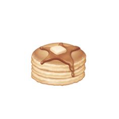 a stack of pancakes with syrup on top