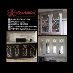 an advertisement for specialties window and cabinet service