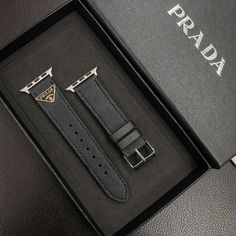 Premium Leather Construction: The Prada Apple Watch replacement strap is made from high-quality leather, ensuring a luxurious feel and long-lasting durability. The leather offers a sophisticated and stylish upgrade to your Apple Watch. Iconic Triangle Monogram Logo: Adorned with Prada's signature triangle monogram logo, the strap showcases the brand's distinctive design and prestigious heritage, adding a touch of elegance to your wrist. Sleek and Elegant Design: The strap features a sleek des... Business Leather Apple Watch Band, Classic Leather Apple Watch Band For Business, Luxury Leather Bracelet Strap Watch Bands, Luxury Leather Strap Apple Watch Band For Business, Luxury Black Watch Bands For Business, Luxury Adjustable Leather Apple Watch Band, Luxury Black Watch Bands, Luxury Adjustable Business Watch Bands, Luxury Leather Bracelet Strap Apple Watch Band