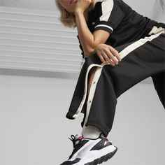 Puma Track Pants, Womens Black Pants, Track Pants Women, Sport Wear, Drawstring Waistband, Wide Leg Trousers, Trousers Women, Track Pants, French Terry