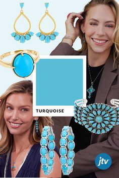 Multiple pieces of turquoise jewelry propped against model images wearing the same style of jewelry. Under The Tree, Turquoise Jewelry, The Tree, Statement Jewelry, Some Fun, Jewelry Gifts, Turquoise, Christmas, Gifts