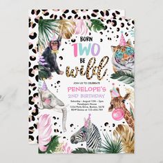 an animal themed birthday party with leopard, giraffe and zebras on it