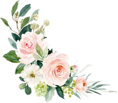 watercolor painting of pink roses and greenery