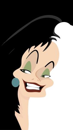 an animated woman with green eyes and black hair smiles at the camera while wearing ear rings