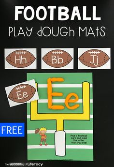 football play dough mats with free printables to help kids learn the letter e