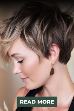 Short shaggy hair typically features a textured, layered cut that gives it a carefree and tousled appearance. The style often includes varying lengths throughout the hair, which adds volume and movement. The ends may be slightly frayed or wispy, enhancing the relaxed vibe. This hairstyle can be versatile, suitable for various hair types and face shapes, and can be styled with or without bangs. Overall, short shaggy hair embodies a fun, low-maintenance look that exudes a sense of effortless style Haircuts For Growing Out Short Hair, Pixie Haircut Color Ideas Highlights, Short Layered Hair For Women, Shaggy Short Bob Hairstyles, Women’s Short Hair Styles, Pixie With Long Bangs Edgy, Long Shaggy Pixie Haircut, Thick Pixie Haircut, Short Shag Hairstyles Shaggy Pixie